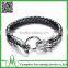 Gorgeous Dragon Head Clasp Design Silver Leather Braided Bracelets For Men