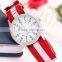 Stainless Steel Mens Watch Colorful Nylon Strap Sports Wrist Watch with white alloy watch case