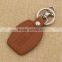 Oval brown leather keychain/blank metal car keychain with logo promotion                        
                                                                                Supplier's Choice