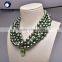 2016 most popular baroque pearls freshwater layer pearl necklace in green color