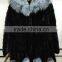 Mink fur coat with silver fox collar for women winter