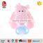New Design OEM/ODM Silicone Baby Pacifier with Pink Plush Animal Toy