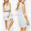 2016 light blue mini sleeveless button front casual girls dress