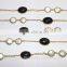 Black Onyx With Fresh Water Pearl Bezel Setting Chains