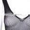 Women black deep form fringe fishnet dresses