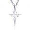 New coming Women Men's 316L stainless steel smooth sharp cross pendant necklace