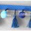 Newest design handmade 4.5cm width beaded pompom fringe wholesales