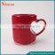 Red Cup Of Love Heart Shaped Ceramic Coffee Mug With Handle