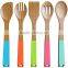 5pcs Bamboo Utensil with Silicone handle/Chinese factory bamboo ware