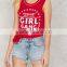 2016 Summer Young Lady Red Print Cotton Tank Top HST8055