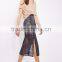 MGOO New Launched 100% Cotton Cross Straps V Neck Women T Shirts Plain Longline Loose Fit T-shirt