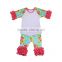 Summer baby girls fashion design beautiful patterns raglans ruffle shirt children pants clothing sets wholesale kids 2 pcs set