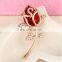 Made In China Elegant Crystal Rose Flower Rose Gold Brooch For Women