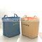 jute fabric household double laundry basket foldable rectangular storage baskets tall basket bin with handles