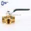 Copper NPT BSP Thread Female 1/2" 1" 3 Way Brass Ball Valve With Handle