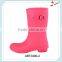 Cute pink fashionable woman half rain boots with buckle