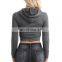 Front Zipper fitness hot selling women's gym clothing sexy crop top hoodie Hot Seller Amazon