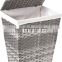 Large capacity with handle and lid hand-woven plastic rattan storage basket Bathroom laundry storage bucket