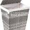 Large Capacity With Handle and Lid Hand-woven Plastic Rattan Storage Basket Bathroom Laundry Storage Bucket