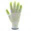 13G nylon liner with digital printing hivis green latex coated gardening gloves