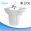 Ceramic hotel elegant bathroom design half pedestal wall hung sink