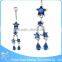 New cheap OEM surgical steel aqua zircon dangling jeweled butterflies belly button