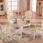 Home used European vintage white marble dining table set with 4 chairs
