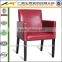 Europe type leisure solid wood Lrather armchair sofa chair for restaurant hotel furniture