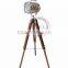 AUTHENTIC MODEL TRIPOD LAMP - NAUTICAL SPOTLIGHT SEARCHLIGHT WITH WOODEN STAND