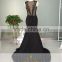 ASAE02 Style Black Beads Evening Gown High Neck Thick Mermaid Black Sexy Long Elegant Prom Dresses Sheer Back Evening Dress                        
                                                Quality Choice