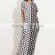 Dresses latest women girl design fashion photos Black and White Polka Dot Print Pockets Maxi Dress