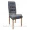 Grey Fabric Dining Chairs With Buttoned Back