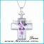 Fashion Latest Design Golden Cross Real Dried Flower Necklace Crystal