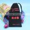 Custom Made Black Drawstring pu Packing Bag With Logo