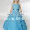 Blue Beaded Floor Length Custom Made Vestidos Girl Dress for Wedding Ball Gown FG028 wedding dress for flower girl