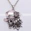 Hiphop imitation jewelry halloween necklace punk skull pendant with flower statment necklace sweater chain Yiwu factory