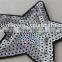 new fashion white color custom star design sequin applique star pattern embroidery patch for jeans