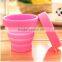 Fashion heat-resistant silicone foldable cup/ silicone collapsible custom foldable cup/portable silicone cup