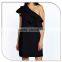 Woman Casual One Piece Mini Dress New Arrivals One Shoulder Double Ruffle Dress 2016