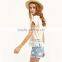 Ladies Casual Shirt New Arrival Cute 2018 Summer Style Women Top White Crew Neck Short Sleeve Tassel Hem Blouse