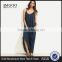 New Arrival Custom Navy Spaghetti Strap Maxi Dress With Pocket 100% Cotton Casual Slip Sexy Dress