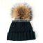Myfur Classical Cable Knitting Hat and Cap Wholesale Men Beanie Hat Navy Color
