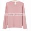 2017 Latest factory design girls stylish pink knitted pullove sweater with wholesale price