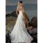 One shoulder Hand made flowers chiffon bridal wedding dress