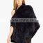 YR377 Tongxiang Factory Natural Women's Fur Poncho / Rex Rabbit Fur Poncho / Rabbit Stole