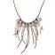 Ethnic Exaggerated Alloy Coin Beads Pendant Long Tassel Faux Suede Necklace