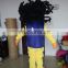 handmade fluffy hair girl mascot costume with blue vest