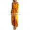 Sexy Yellow Fashion Latest Design Off The Shoulder Long Sleeve Women Maxi Dress