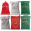 christmas santa sack gift bags wholesale customized 100% cotton santa sacks green canvas