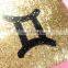 black glitter printed zodiac sign glitter clutch cosmetic bag wholesale makeup organizer bag